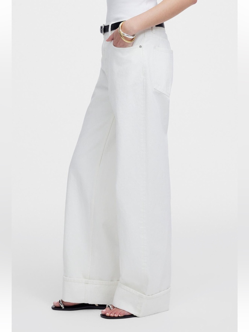 Madewell Low Slung Baggy Jeans Pure White Rigid Wide Leg Relaxed Size 30 NWT - Picture 4 of 16
